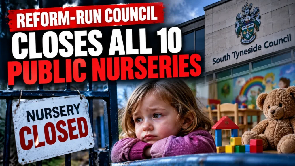 Illustration about South Tyneside Council’s decision to close all 10 council-run nurseries.